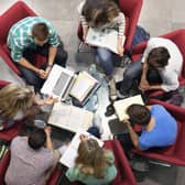 University students studying in a circle