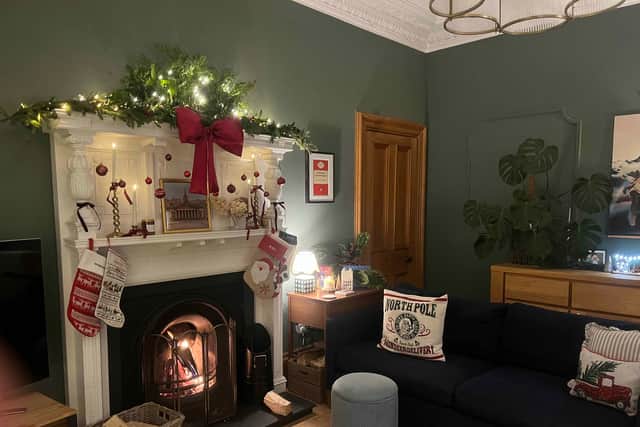 The fireplace at Holly Bank House