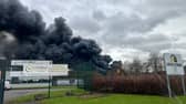Photo taken with permission from the social media site X, formerly Twitter, posted by @WildFifer of a fire at Brucefield industrial estate near Livingston.