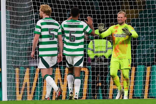 Kasper Schmeichel is hailed by his defenders after an excellent performance for Celtic.