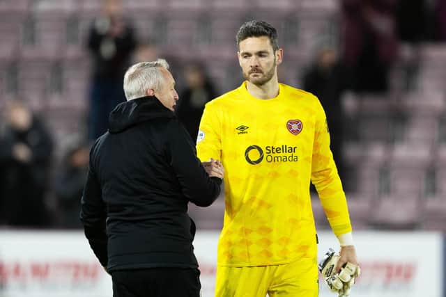 Hearts keeper Craig Gordon kept his 100th clean sheet for the Tynecastle club.