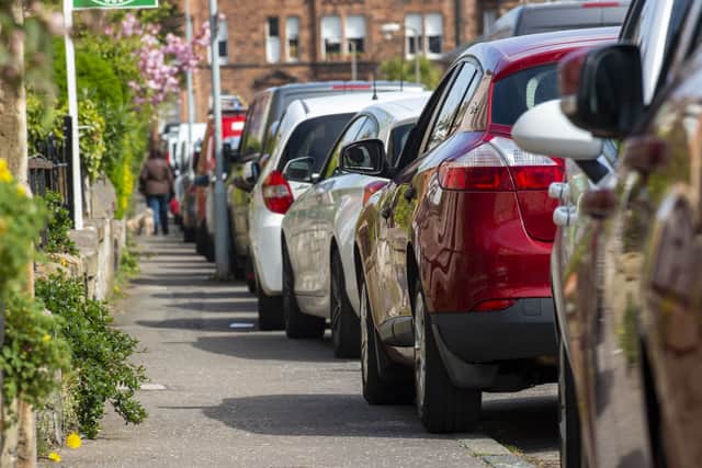 Cars parked on the pavement on Regent Street in Portobello. Only eight of Scotland’s 32 local authorities have started enforcement, with one of them being Edinburgh. Picture: Lisa Ferguson