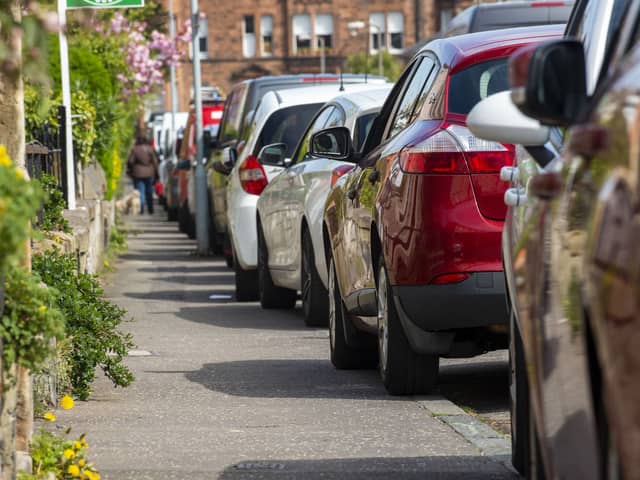Cars parked on the pavement on Regent Street in Portobello. Only eight of Scotland’s 32 local authorities have started enforcement, with one of them being Edinburgh. Picture: Lisa Ferguson