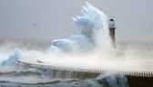 Rough seas at the Roker lighthouse in Sunderland, after Storm Darragh hit the UK. Picture: PA