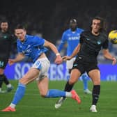 Napoli's Scott McTominay competes for the ball with Matteo Guendouzi of Lazio during the Serie A clash. (Photo by Marco Rosi - SS Lazio/Getty Images)