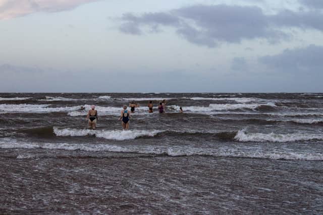 Cold water dip on Troon Beach