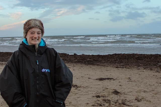 Getting ready for the cold water dip on Troon Beach