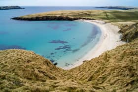 A beach near Lerwick on the Shetland Islands. The wreckage of a small plane was found north-east of Lerwick
