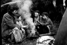 A family of travellers at their camp near Pitlochry in 1958