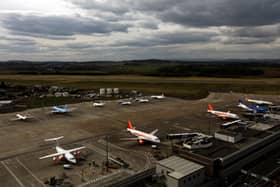 Grounded aircraft at Edinburgh Airport
