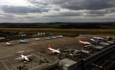 Grounded aircraft at Edinburgh Airport