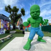 Ron English's Baby Hulk in the Wynwood Walls exhibition of street art, Miami