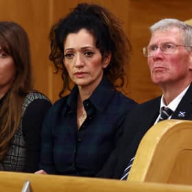 Alex Salmond's niece Christina Hendry (left), Tasmina Ahmed-Sheikh chair of the Alba Party (centre) and acting Alba Party leader Kenny MacAskill attend a motion of condolence for the former first minister in Edinburgh. Ms Hendry will run to become a MSP. Picture: Jeff J Mitchell/Getty Images