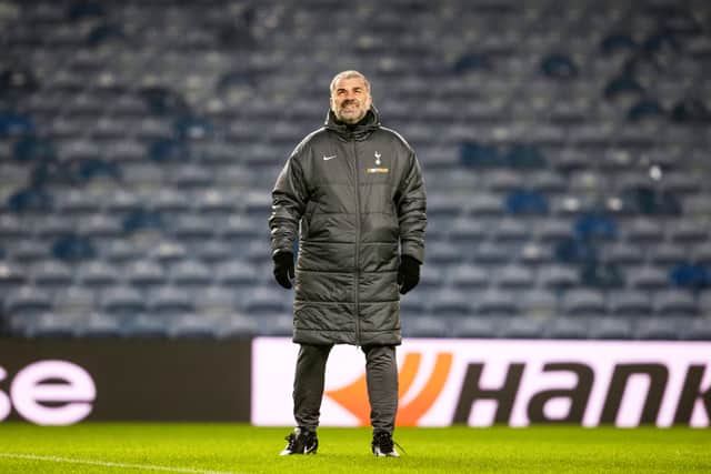 Ange Postecoglou during a Tottenham training session at Ibrox ahead of facing Rangers in the Europa League. (Photo by Alan Harvey / SNS Group)