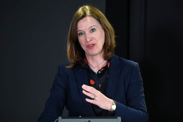 Catherine Calderwood speaking at a briefing on the Covid pandemic in 2020.