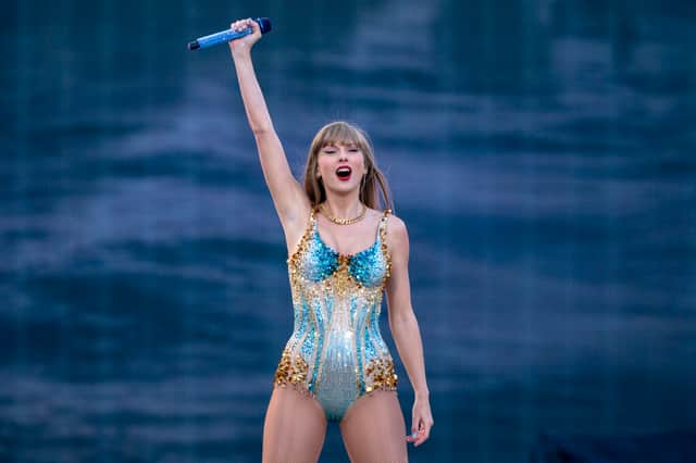 Taylor Swift on stage at Murrayfield in 2024.