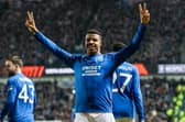 Rangers' Hamza Igamane celebrates opening the scoring against Tottenham Hotspur.