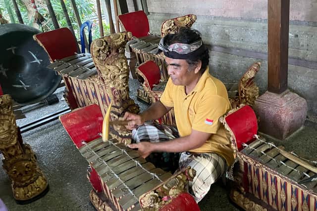 Gamelan teacher Ngurah giving a demonstration.