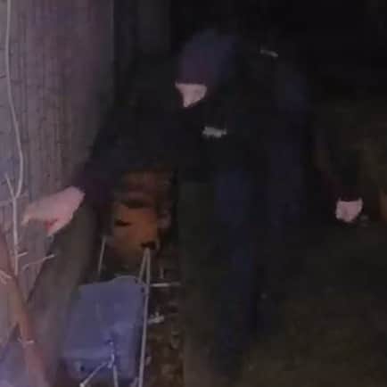 Video grab of a man snipping the Christmas lights at a property in Suffolk.