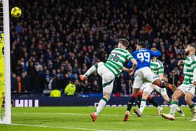 Rangers forward Danilo equalises to take the Premier Sports Cup final into extra-time. Cr: SNS Group.