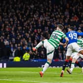 Rangers forward Danilo equalises to take the Premier Sports Cup final into extra-time. Cr: SNS Group.