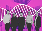 Mark Beaumont, partner at Eos; Jessica Birt, CEO and co-founder; Dr Matthew Dale, CSO and co-founder, Professor David Venables, chair of board; Professor Susan Rosser, chair of scientific advisory board. Picture by Stewart Attwood / Canva