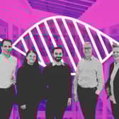 Mark Beaumont, partner at Eos; Jessica Birt, CEO and co-founder; Dr Matthew Dale, CSO and co-founder, Professor David Venables, chair of board; Professor Susan Rosser, chair of scientific advisory board. Picture by Stewart Attwood / Canva