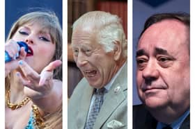 From left to right: Taylor Swift, King Charles and Alex Salmond all feature in our 2024 Big Boxing Day Quiz