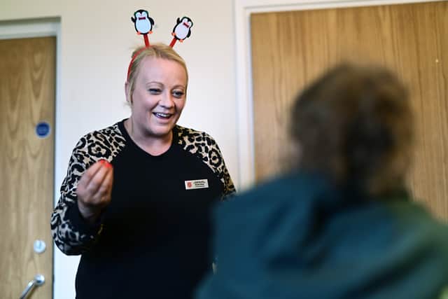 Karen Good, contract manager at Eva Burrows Lifehouse, speaks to a service user