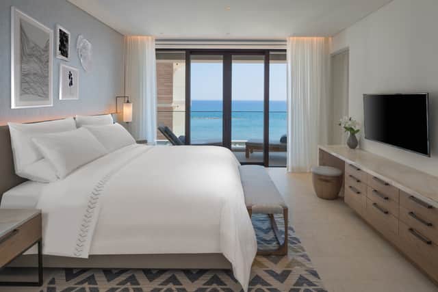 A junior bedroom suite, one of 200 rooms at the Amara, Limassol.