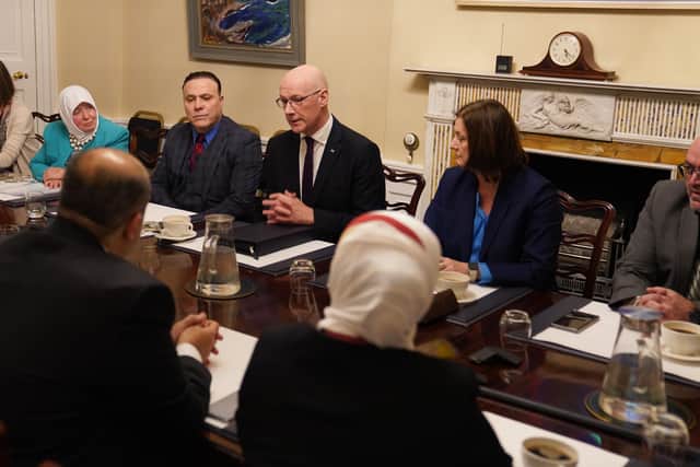 Syrian refugees met with First Minister John Swinney at Bute House