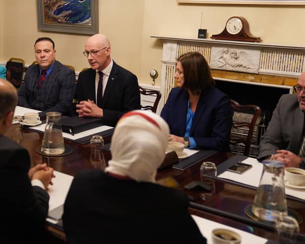 Syrian refugees met with First Minister John Swinney at Bute House