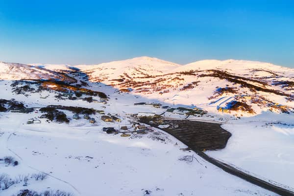 Sunrise over Perisher Ski Resort in Australia.