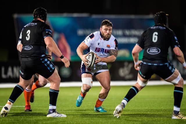 Rory Sutherland in action for Edinburgh against Glasgow Warriors in 2021.