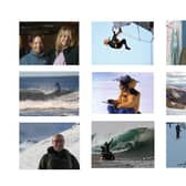 Some of the outdoors folk to visit the notional Four Seasons sofa in 2024, clockwise from bottom left: Brendan Paddy; Sam Christopherson; Hannah Bailey (right, with Lesley McKenna); Caitlin Connor; Andy Hadden; a scene from Bailey's film Thrawn; Andy Meldrum; Ben Larg (in blue); Philip Hughes