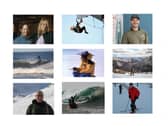 Some of the outdoors folk to visit the notional Four Seasons sofa in 2024, clockwise from bottom left: Brendan Paddy; Sam Christopherson; Hannah Bailey (right, with Lesley McKenna); Caitlin Connor; Andy Hadden; a scene from Bailey's film Thrawn; Andy Meldrum; Ben Larg (in blue); Philip Hughes
