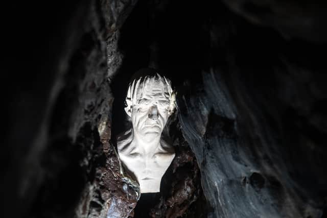 The mysterious sculpture of Sawney Bean has appeared at Bennane Cave in South Ayrshire. PIC: John Devlin