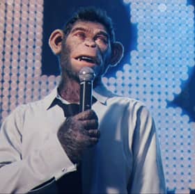Robbie Williams as a chimpanzee in 'Better Man'.