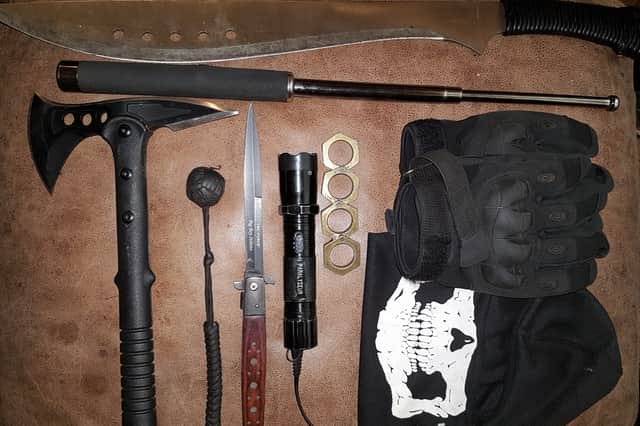 Some of the weapons that were found in Alan Edward's home