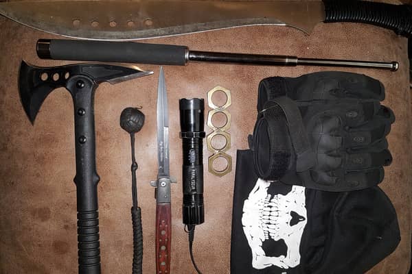 Some of the weapons that were found in Alan Edward's home