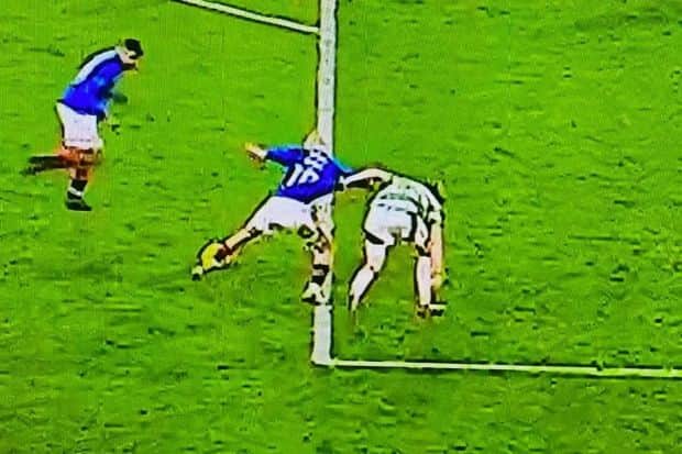 Celtic defender Liam Scales challenge on Rangers winger Vaclav Cerny that has caused so much controversy