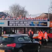 The scene in Culzean Crescent, Kilmarnock, where a double-decker bus crashed into a railway bridge