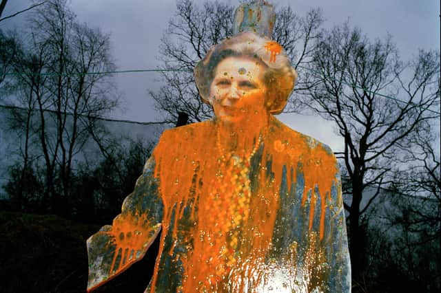 Friendly Fire, target (Margaret Thatcher), 1989, by Anna Fox, taken from The 80s: Photographing Britain