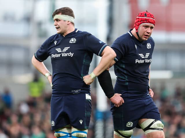 Scotland teammates Scott Cummings and Grant Gilchrist will be on opposing sides when Glasgow host Edinburgh in the first leg of the 1872 Cup at Hampden on Sunday. (Photo by Ross MacDonald / SNS Group)