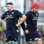 Scotland teammates Scott Cummings and Grant Gilchrist will be on opposing sides when Glasgow host Edinburgh in the first leg of the 1872 Cup at Hampden on Sunday. (Photo by Ross MacDonald / SNS Group)