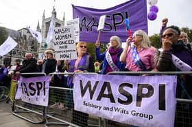 Protesters from the Women Against State Pension Inequality (Waspi) group protest outside the Westminster parliament earlier this year (Picture: Leon Neal)