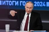 Vladimir Putin spent four-and-a-half hours answering questions from journalists and others on state-controlled television (Picture: Alexander Nemenov)