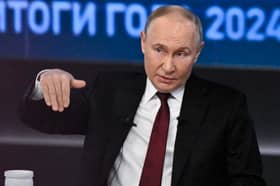 Vladimir Putin spent four-and-a-half hours answering questions from journalists and others on state-controlled television (Picture: Alexander Nemenov)