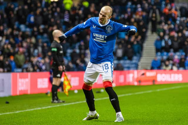 Vaclav Cerny celebrates scoring to make it 1-0 at Ibrox.