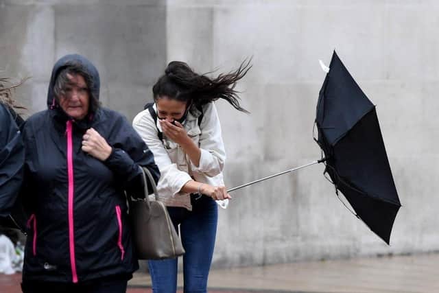 A yellow weather warning remains in place in Scotland until 9pm on Sunday